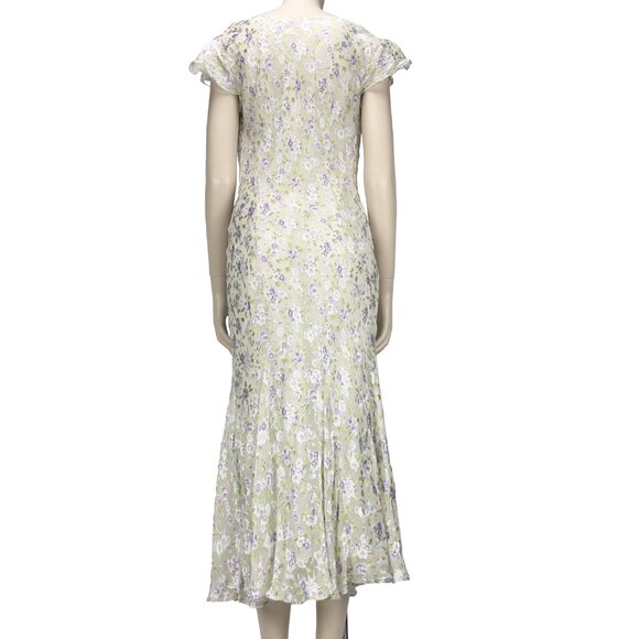 Vintage PRÉCIS Flowy Silk Shimmering Foral Burn-out Mermaid White - Picture 9 of 9